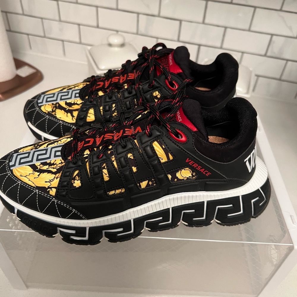 Versace Black and Gold Athletic Shoes